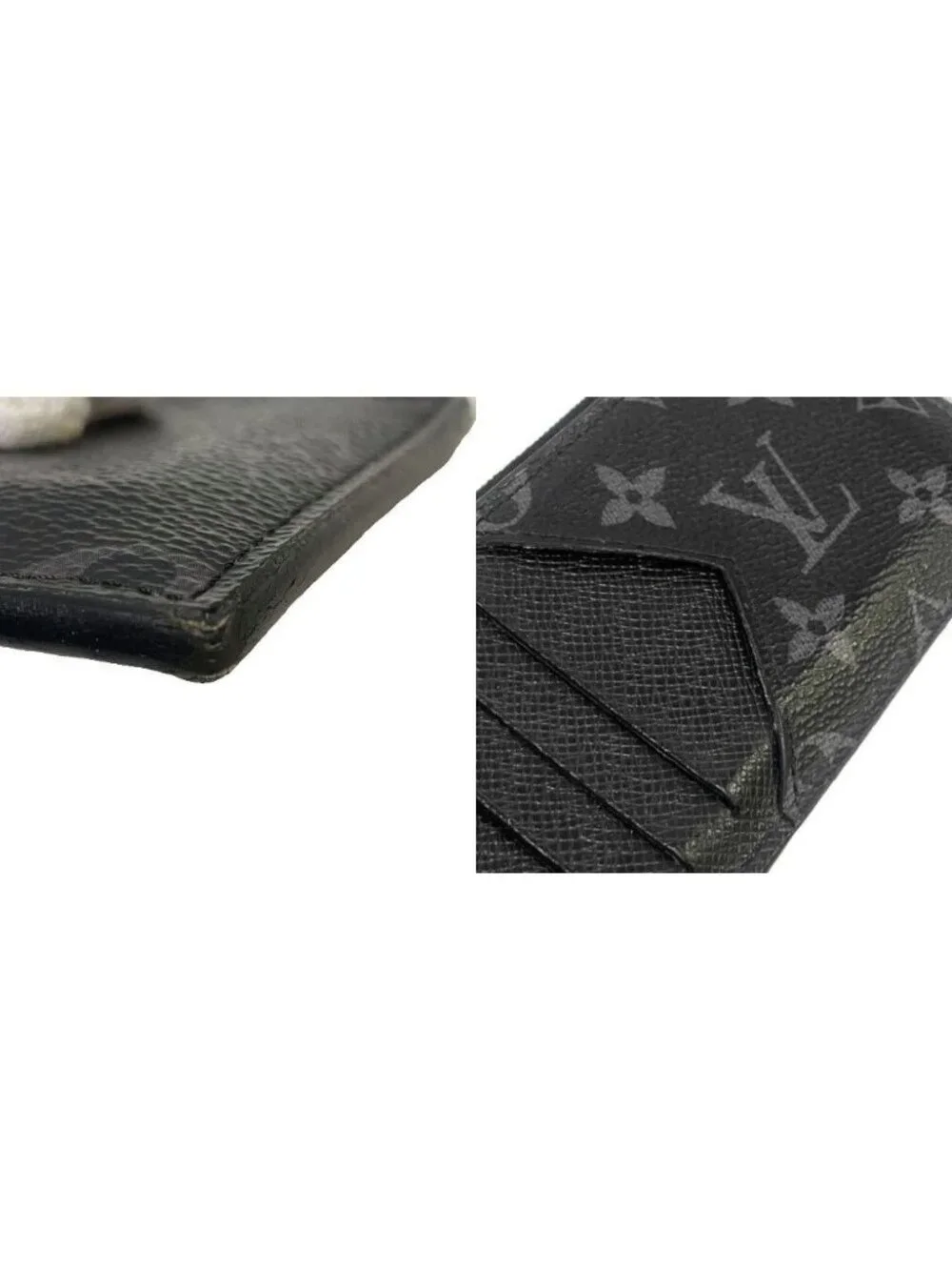 Louis Vuitton Monogram Eclipse Taigarama Fragment Case Coin Card Holder Black